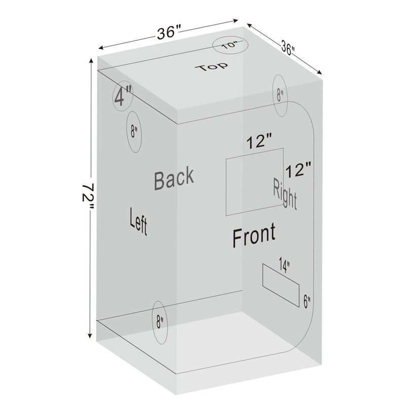 Grow Tent 36"x36"x72" 600D Mylar Hydroponic High Reflective Grow Tents