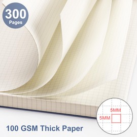 EMSHOI Notebook A5 Squared, Spiral Notepad with 300 Pages / 150 Sheets, 100 g/m² Paper, PVC Hard Cover, Notebooks for School, Work, Drawing, Travel, 14.5 x 21 cm - Blue