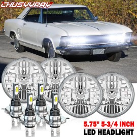 CHUSYYRAY For Buick Riviera 1963-1974 4PCS 5 3/4" 5.75 inch Round LED Headlights High/Low