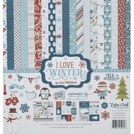 Echo Park Paper Company ILW115016 Kit de calcomanías de colección, Tema I Love Winter