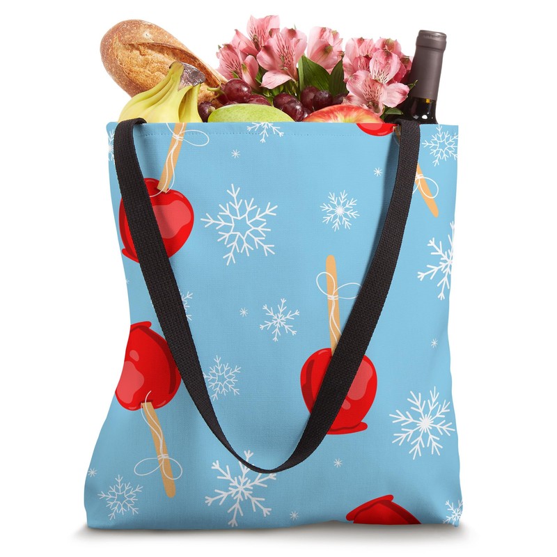 christmas red candy apples blue Tote Bag