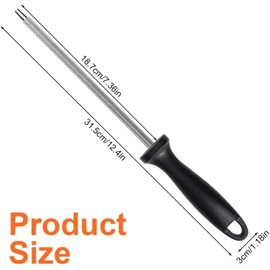 Honing Steel 31.5cm, Stainless Steel Sharpening Rod with Non-Slip Handle