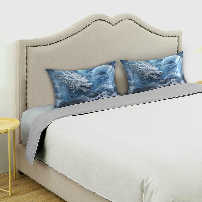 YETTASBIN Dragon Ocean Satin Pillowcase, Soft Breathable Silk Pillow Case