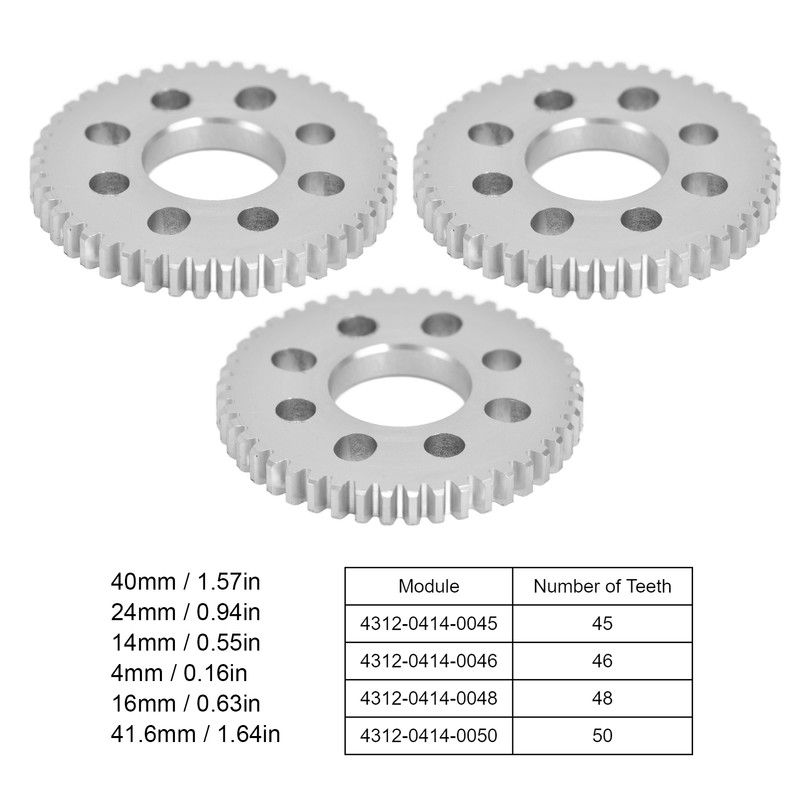 3Pcs Spur Gear 8 Holes Aluminium 4mm Thickness 14mm Centre
