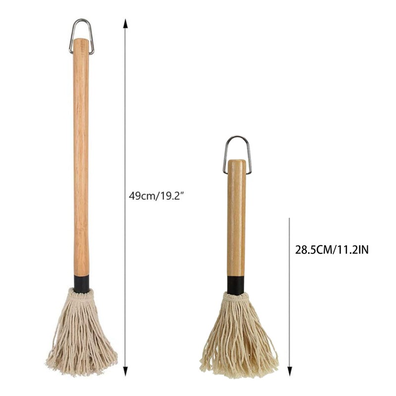Apvok Two Size Bbq Mop Brushes For Sauce Wooden Long