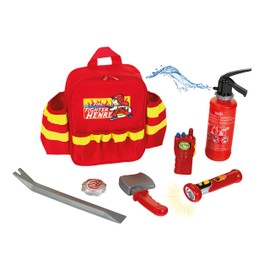 Theo Klein 8900 Fire Fighter Henry Fire Brigade Backpack Includes Fire Brigade Accessories | Backpack with Reflector and Adjustable Straps | Toy for Children from 3 Years