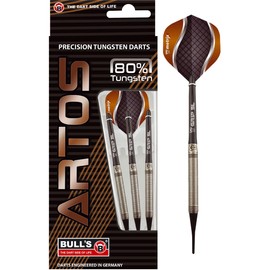 Artos Soft Dart, the Pro Dart without a lot of frills. Dart set with 3 darts made of 80% tungsten (tungsten) with simply good flight characteristics. Designed in mint, red and copper