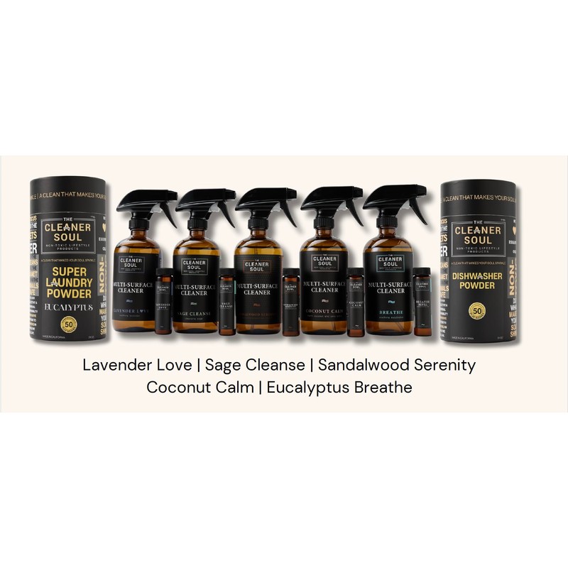 4 Refills - Natural All-Purpose Cleaner Concentrate Essential Oils, Glass