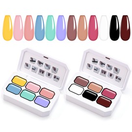 U-Shinein Gradient Painting Gel Kit, 12 Bright Nude& Black White Color Ombre Gel Nail Polish for Pigment Pat French Manicure Long-lasting No-wipe Soak of UV Home Nail Salon Rose of Decay & Toy Shop
