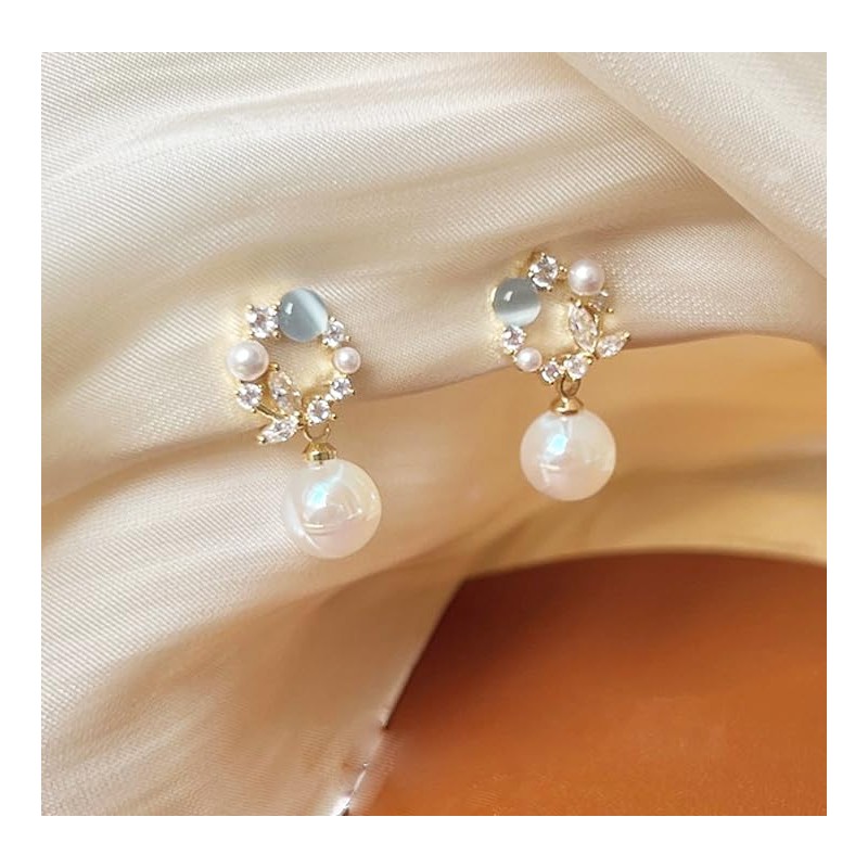 ONNFMH Pink Gold Cherry Blossom Bow-Knot 18k Women's Popular Earrings,
