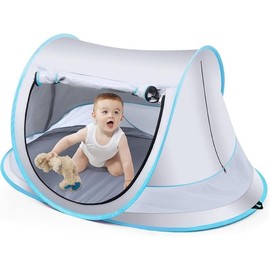 Baby Beach Tent,Large Pop Up Beach Tent Sun Shade for Beach,Portable Baby Travel Tent with Mosquito Net,Indoor Baby Play Tent,UPF 50+ UV Protection Sun Shelters for Infants - Color: Gray
