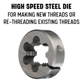 Drill America DWT Series Qualtech High-Speed Steel Round Adjustable Threading Die, 1" Diameter, 10-24 Size (Pack of 1)