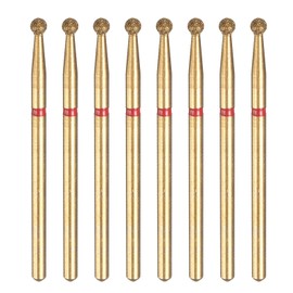 HARFINGTON 8pcs 200-230 Grits Diamond Grinding Bit 2.3mm Ball Head 2.35mm Shank 2.3mm Length Titanium Plated Stone Sanding Drill Bits Rotary Tool for Nails Grinding Polishing