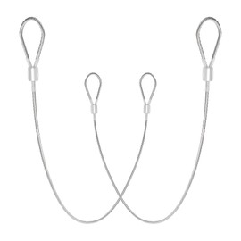 SDTC Tech 2-Pack 40IN 3mm Outdoor Travel Anti-Theft Cable, Heavy Duty Stainless Steel Braided Wire Rope Cables with Loop Ends for Pickture Display, Garden Lines, DIY Ligth Strings