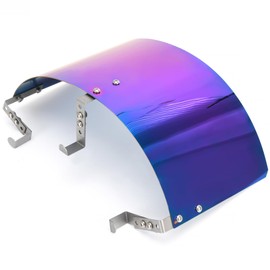 PTNHZ Universal Stainless Steel Air Intake Filter Cover Heat Shield Fits for 2.5-3.5" Cone or Cylinder Filter Neo Chrome