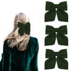 Silky Satin Hair Bows for Women 3Pcs Dark Green Hair