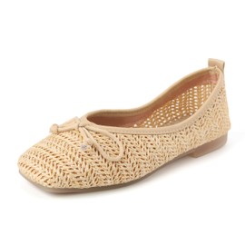Mikitutu Women’s Flat Shoes Round Toe Slip for Beach Knit Shoes