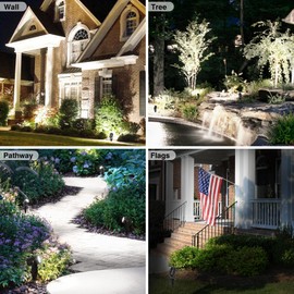 CREPOW Solar Spot Lights Outdoor, Solar Landscape Spotlights IP65 Waterproof 9.8ft Cable, Auto On/Off Outdoor Wall Lights for Garden Yard Driveway Porch Walkway Pool (6000K White 2 Pack)