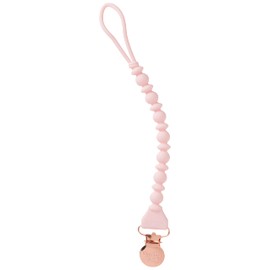 Itzy Ritzy Silicone Pacifier Clip; 100% Silicone Pacifier Strap with Clip Keeps Pacifiers, Teethers & Small Toys in Place; Features One-Piece Design & Silicone Cord, Pink + Rose Gold Clip