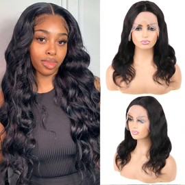 4x4 Body Wave Lace Closure Wigs Human Hair for Black Women HD Lace Front Wigs Wear & Go Glueless Lace Wig Pre Plucked with Baby Hair Frontal Wigs Human Hair 150% Density 18 Inch