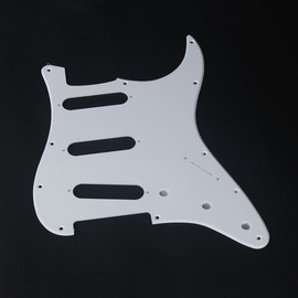 FLEOR SSS 11-Hole Electric Guitar Pickguard with Backplate and Pickguard Screws Set for ST Style Guitar Part,1Ply White