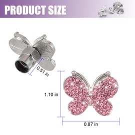Sandfren 4PCS Bling Car Tire Valve Stem Caps, Butterfly Rhinestone Vehicle Wheel Air Cover, Diamond Dustproof Automotive Stem Decor Accessories, Universal for SUVs Trucks Motorcycles (Pink)