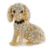 Clear Crystal Puppy Dog Brooch In Silver Tone - 35mm
