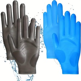 vodvob reusable silicone gloves, finger protectors for epoxy resin casting DIY crafts, household cleaning gloves, dishwashing and cleaning tasks, flexible, durable and non slip，Black+Blue