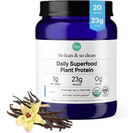 Ora Organic Plant-Based Protein Powder - 23g Protein for Women and Men - Vanilla Flavor 20 Servings, Vegan, Clean Protein, Third-Party Tested, Gluten-Free - 20 Servings