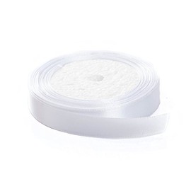 Cinta de tela de satén de color sólido (blanco, 1/2 pulgadas x 25 yardas)