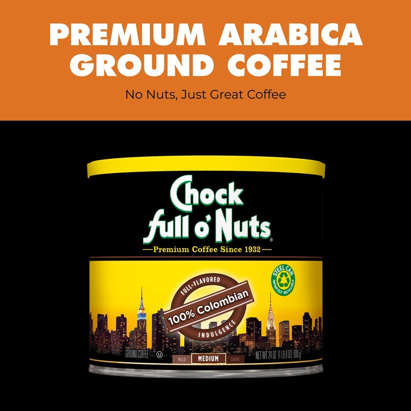 Chock Full o' Nuts Colombian Ground Coffee – Premium Beans