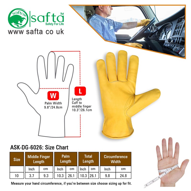 SAFTA Fleece lined thermal work gloves, Winter Leather Driving Gloves
