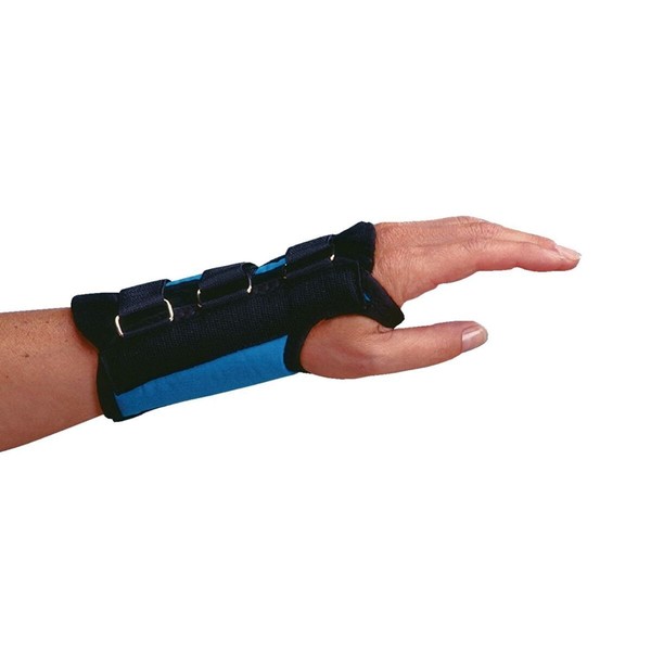 Rolyan D-Ring Left Wrist Brace, Size X-Small Fits Wrists up to 5.75", 6.25" Regular Length Support, Teal Brace with Straps and D-Ring Connectors to Secure and Stabilize Hands and Wrists