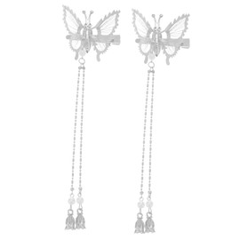 Vaguelly 1 Pair Elegant Butterflies Tassel Hair Clips Womens Decorative Hair Accessories Easy to Wear for Daily Outfits Charming and Comfortable Headdress Set