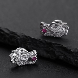 Dragon Earrings, Rhinestone Dragon Head Earrings for Women, Viking Dragon Animal Earrings Stud Earrings Dragon Jewellery, Sparkling Punk Dragon Earrings Hip Hop Dragon Stud Earrings for Girls, NO