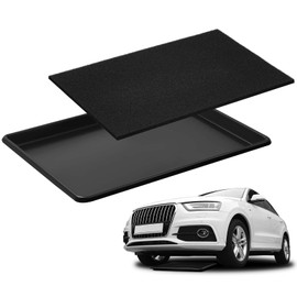 Uiifan 1 Set 27'' x 20''x 1.4'' Oil Drain Drip Pan for Car with Square No Splatter Pad Oil Drip Tray with Mat for Under Car Transmission Garage Automotive Driveway to Keep Floor Clean, Black