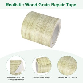 M METERXITY 1-Roll Wood Grain Repair Tape, 2.24in x 15ft Textured Realistic Self-Adhesive Wood Floor Tape Contact Paper for Furniture/Floors/Home [Dark Grey Oak]