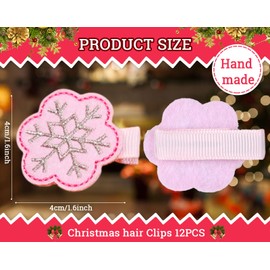 Whaline 6 Pairs Christmas Clips Kit Classic Xmas Elements PU Hairpins Santa Snowflake Snowman Reindeer Hair Barrettes Cute Holiday Hair Accessories for Birthday Party