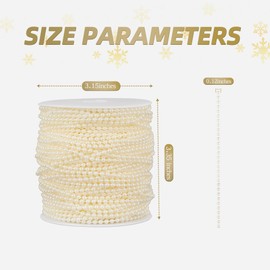 ZPEXRV 164 Feet Faux Pearl Beads Garland 3mm Craft String Pearls for Wedding Centerpiece Christmas Tree and Flowers Decoration DIY(Ivory)