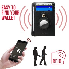 MOIRENTO Slim Airtag Wallet, Genuine Leather - RFID Blocking, 5 Credit Slots, Men's Minimalist Wallet
