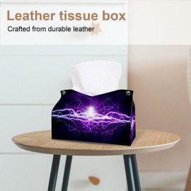 2 Pack Tissue Box Cover Holder, Puzzle Piece Rainbow Rectangle Leather Tissue Case, Decorative Organizer for Tabletop, Bathroom, Car, Office