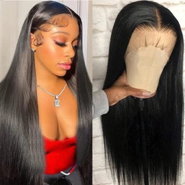 Lovestory Straight Lace Front Wigs Human Hair 13x4 HD Transparent Lace Frontal Human Hair Wigs Pre Plucked With Baby Hair for Black Women 150% Density (14 Inch)
