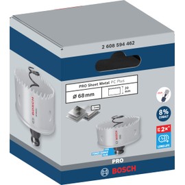 Bosch 1 x Pro Sheet Metal Power Change Plus Hole Saw (for Stainless Steel Sheets, Steel Sheets, Diameter 68 mm, Professional Accessories Drill/Screwdriver)