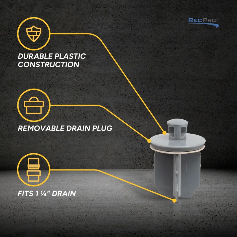 RecPro RV Drain Stopper | Fits 1 1/4" Drains |