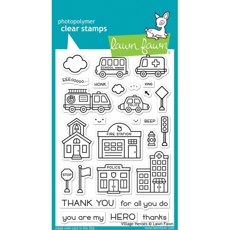 Lawn Fawn LF2327 Village Heroes 4x6 Clear Stamp Set