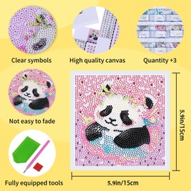 MICHIHOMIE 6 Pack Diamond Painting Kits for Kids, Cute Cartoon Animal Gem Art Kits, 6x6 Inch Full Drill Art Diamond Painting for Girls, Boys, Beginners