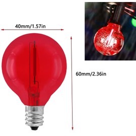 Sxminer 15 Pack G40 Light Bulbs LED Replacement Bulbs 1W LED Filament Bulbs Shatterproof Plastic LED Outdoor String Lights E12/C7 Globe Edison Bulb Decorative Bulbs for Patio Christmas Home Decor(Red)