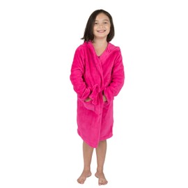 Leveret Kids Robe Boys Girls Solid Hooded Fleece Sleep Robe Bathrobe (3 Years, Magenta)