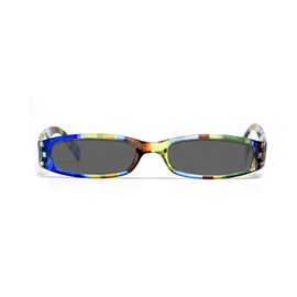 Calabria R576 Colorful Striped Sunglasses +2.50 Blue Grey Womens Trendy Readers Lightweight Comfortable w/Soft Slip In Case