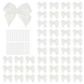 YELARXI Mini Bows Small Satin Ribbon Bows with Sticky Pads, 1 Inch Fit for Crafts Wedding Party Decor Gift Wrapping Sewing DIY (100 Pack, White)